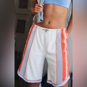 4234. FREE PEOPLE Way To Go Shorts in Flower Embroidery Coral Combo Sz S NWT $68